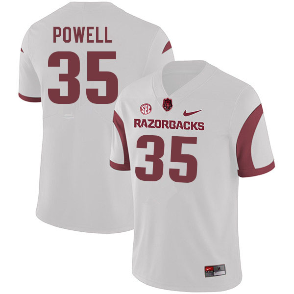 Men #35 Mani Powell Arkansas Razorbacks College Football Jerseys Sale-White - Click Image to Close